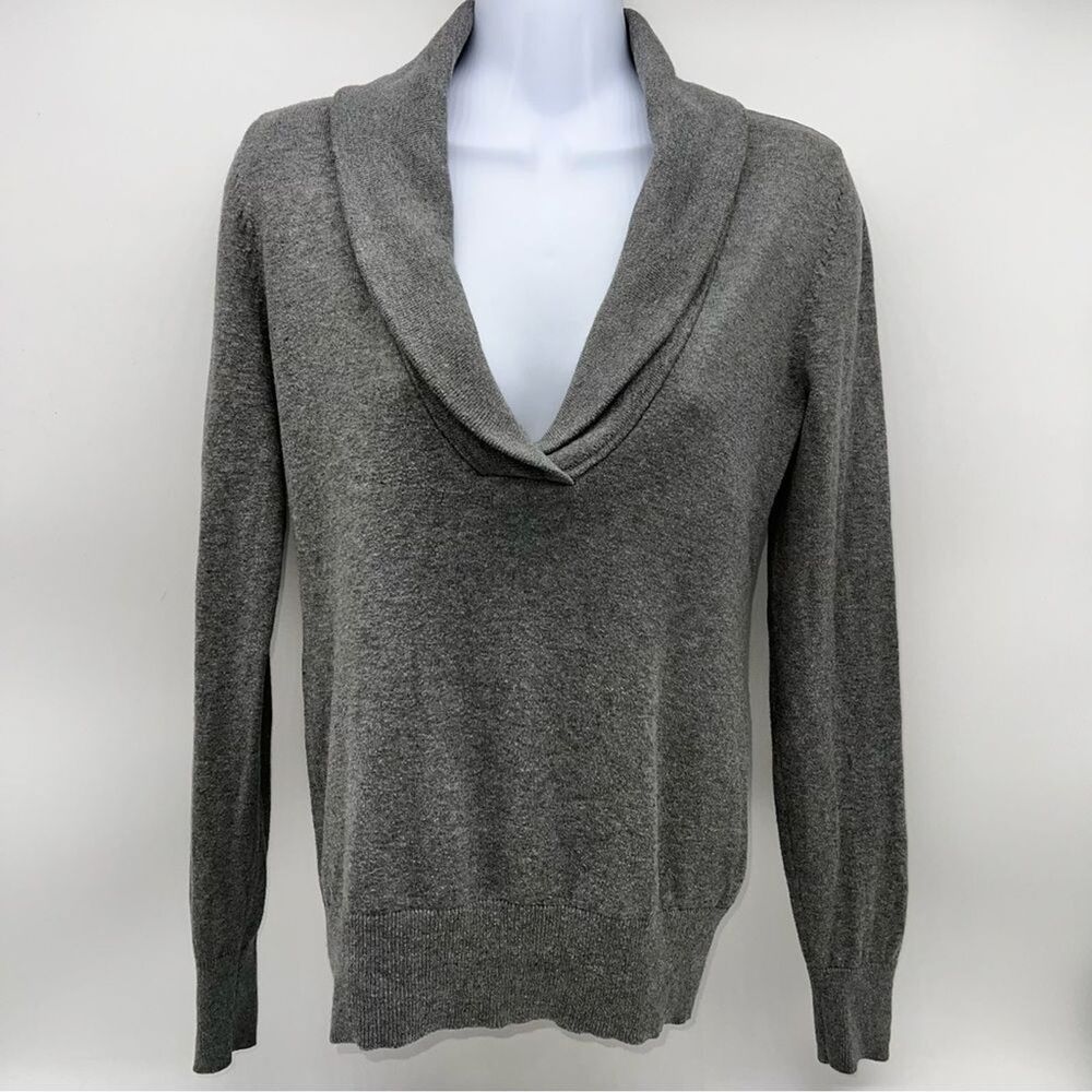 Ann Talyor Loft Women's Pullover V-Neck Sweater w/Long Sleeves Gray-Size XS
